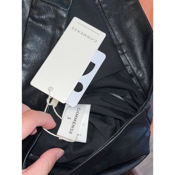 NWT Commense Asymmetric Patchwork Faux Leather Chiffon Pleated Maxi Skirt small. - Picture 7 of 10